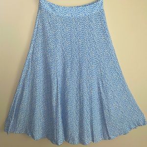 Blue floral calf length skirt with slit